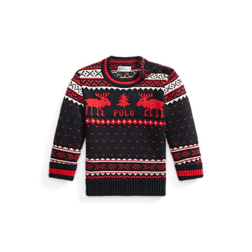 Polo by Ralph Lauren Festive Black and Red Crewneck Sweater